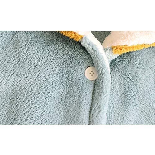 AAAbath Las Señoras del Camisón con El Casquillo De La Historieta Japonesa Tortilla Dulce Caliente Polar De Coral Camisón De Invierno con Capucha Inicio Ropa De Sport (Color : Blue, Size : L)