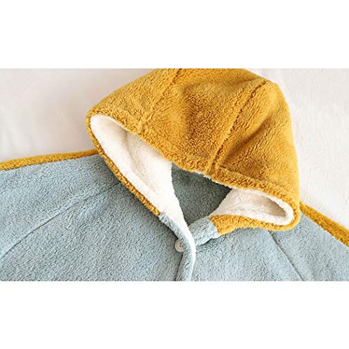 AAAbath Las Señoras del Camisón con El Casquillo De La Historieta Japonesa Tortilla Dulce Caliente Polar De Coral Camisón De Invierno con Capucha Inicio Ropa De Sport (Color : Blue, Size : L)