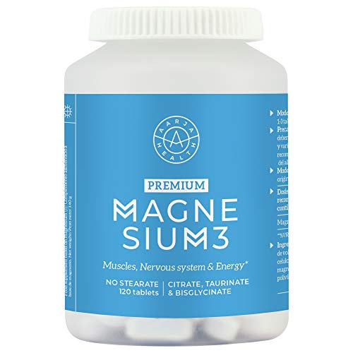 Aarja Health Triple Magnesium Complex - Para Calambres y Dolores Musculares -120 Tabletas veganas - Sin Estearato