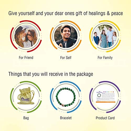 Aatm Reiki - Pulsera natural, energética, con piedras naturales de jade, redondas, de 7-8 mm. Elástica, unisex, para curación (piedra de protección y curación para el riñón, corazón y estómago).