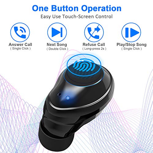 Abafia Auriculares Bluetooth 5.0, Auriculares inalámbricos Mini Invisibles In Ear con Micrófono Incorporado Estéreo Auricular Deportivo con Caja de Carga para Samsung/iPhone/Huawei (Rojo)