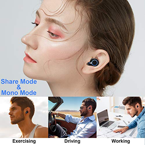 Abafia Auriculares Bluetooth 5.0, Auriculares inalámbricos Mini Invisibles In Ear con Micrófono Incorporado Estéreo Auricular Deportivo con Caja de Carga para Samsung/iPhone/Huawei (Rojo)