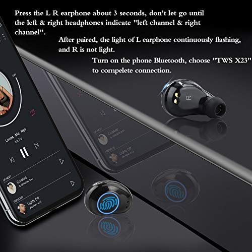 Abafia Auriculares Bluetooth 5.0, Auriculares inalámbricos Mini Invisibles In Ear con Micrófono Incorporado Estéreo Auricular Deportivo con Caja de Carga para Samsung/iPhone/Huawei (Rojo)