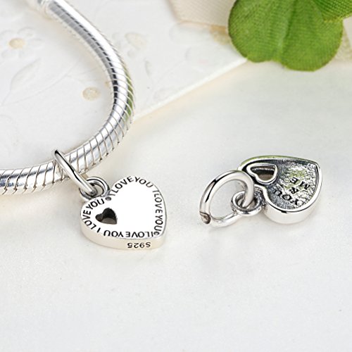 Abalorio para colgar «You & Me», hecho de plata de ley 925 se ajusta a los pulseras Pandora, compatible con pulseras europeas