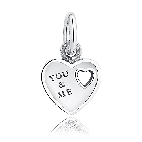 Abalorio para colgar «You & Me», hecho de plata de ley 925 se ajusta a los pulseras Pandora, compatible con pulseras europeas