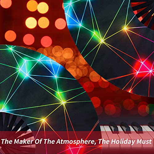 Abanicos de Mano Plegable Grande de Bambú Abanicos Chinos Japoneses con Funda de Tela Abanicos de Kung Fu Tai Chi para Rendimiento Decoraciones de Hogar Regalos (Luces Coloridas)