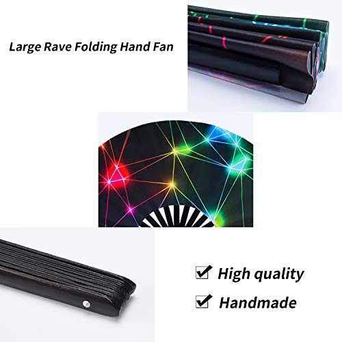 Abanicos de Mano Plegable Grande de Bambú Abanicos Chinos Japoneses con Funda de Tela Abanicos de Kung Fu Tai Chi para Rendimiento Decoraciones de Hogar Regalos (Luces Coloridas)