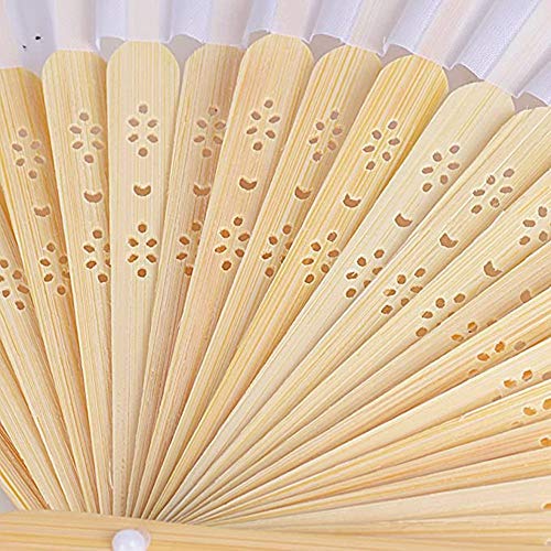 Abanicos Plegables,2 Piezas Abanicos de Mano Plegable Seda de Bambú Abanicos para Fiestas Regalos de Boda Decoración de Bricolaje Color