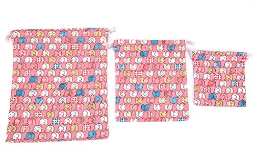 Abaría - 3 Unidades Bolsa de algodón con Cuerdas – Pequeña Saco Bolsas - Bolsa Inserto Organizador para bebé Ropa Juguete pañales - Bolsa de Regalo - 25x 30 cm, 19 x 23 cm, 14 X 16