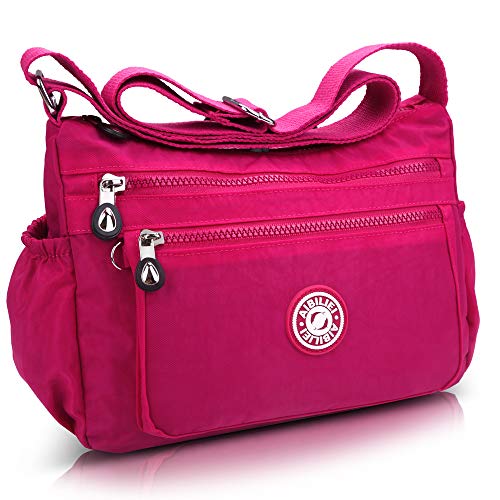 ABLE - Bolso cruzados de Sintético para mujer Rojo 2-rosa púrpura 11.8"（L）*3.2"（W）*8.7"（H）