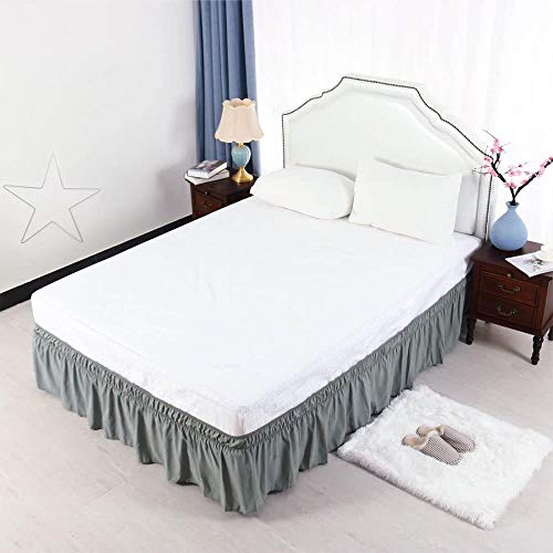ABO Falda de Cama Desmontable Envuelva Alrededor de Tres Lados de Tela Volante de Polvo elástico, Arrugas de Ajuste fácil - con 14 Pulgadas de Negro, Camel, Super King