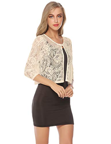 Abollria Bolero Manga Corta Mujer para Fiesta Boda Chaqueta Corta Primavera Torera Elegante Cárdigan Corto para Verano
