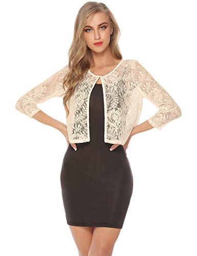 Abollria Bolero Manga Corta Mujer para Fiesta Boda Chaqueta Corta Primavera Torera Elegante Cárdigan Corto para Verano