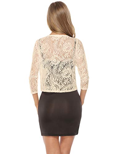 Abollria Bolero Manga Corta Mujer para Fiesta Boda Chaqueta Corta Primavera Torera Elegante Cárdigan Corto para Verano