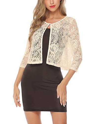 Abollria Bolero Manga Corta Mujer para Fiesta Boda Chaqueta Corta Primavera Torera Elegante Cárdigan Corto para Verano