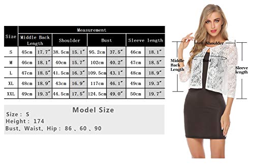 Abollria Bolero Manga Corta Mujer para Fiesta Boda Chaqueta Corta Primavera Torera Elegante Cárdigan Corto para Verano