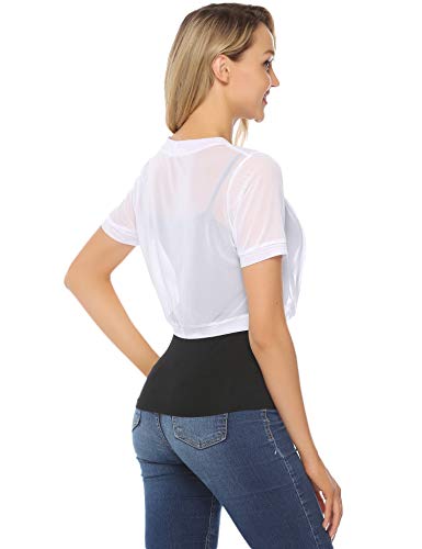 Abollria Bolero Manga Corta Mujer para Fiesta Boda Transparente Chaqueta Corta Primavera Torera Elegante Chiffon Cárdigan Corto para Verano