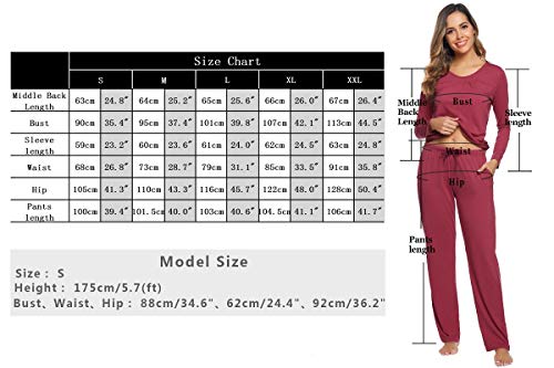 Abollria Pijamas Mujer Algodon Ropa de Domir Elegante Manga Pantalon Largos