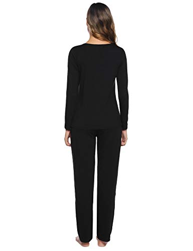 Abollria Pijamas Mujer Algodon Ropa de Domir Elegante Manga Pantalon Largos