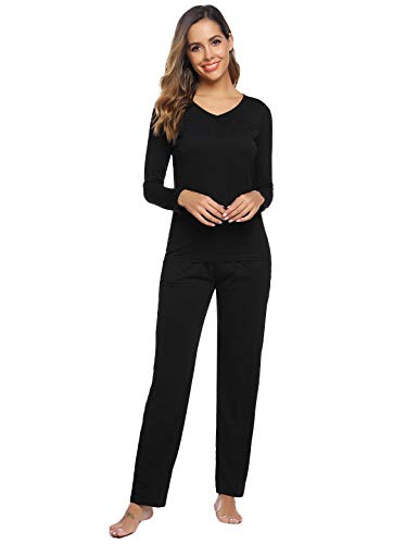 Abollria Pijamas Mujer Algodon Ropa de Domir Elegante Manga Pantalon Largos
