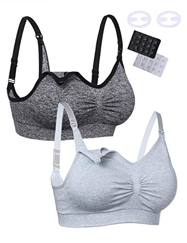 Abollria Sujetador de Maternidad de Lactancia para Mujer Bra,Sujetadores sin Costuras con Almohadillas de prevención de derrames Removibles con Extra Bra Extenders & Clips