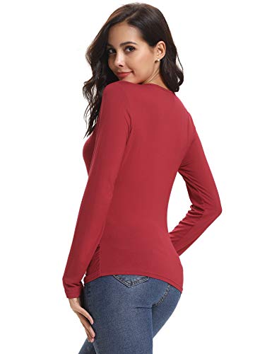 Abollria T-Shirt Manga Larga para Mujer Crossover Camisetas Sexy Deportivo y Casual Tops o Blusas Cuello-V