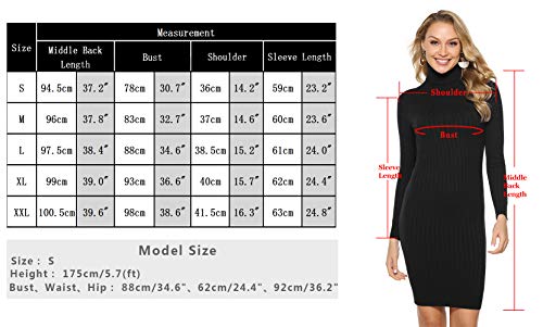 Abollria Vestido a Punto Suéter Elegante para Mujer Jerséy Clásico para Otoño Invierno Cuello Alto