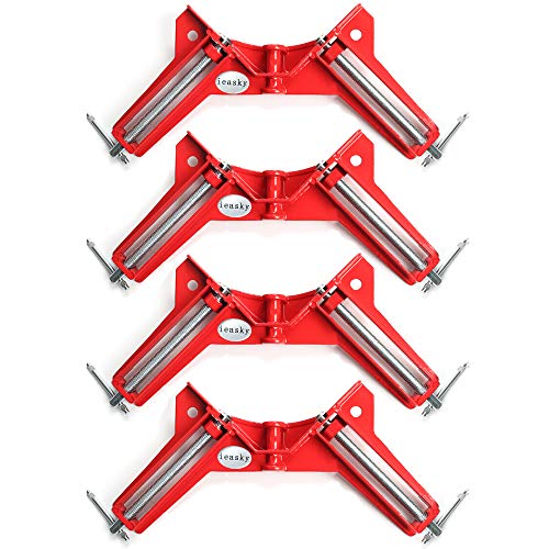 Abrazadera de Angulo Recto de 90 Grados, Ieasky Juego de 4 Marco de Fotos de Abrazadera Esquina, Escuadra Sargentos Carpintero para Soldar Madera Mueble, DIY de Herramientas de Mano