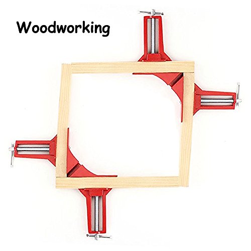 Abrazadera de Angulo Recto de 90 Grados, Ieasky Juego de 4 Marco de Fotos de Abrazadera Esquina, Escuadra Sargentos Carpintero para Soldar Madera Mueble, DIY de Herramientas de Mano
