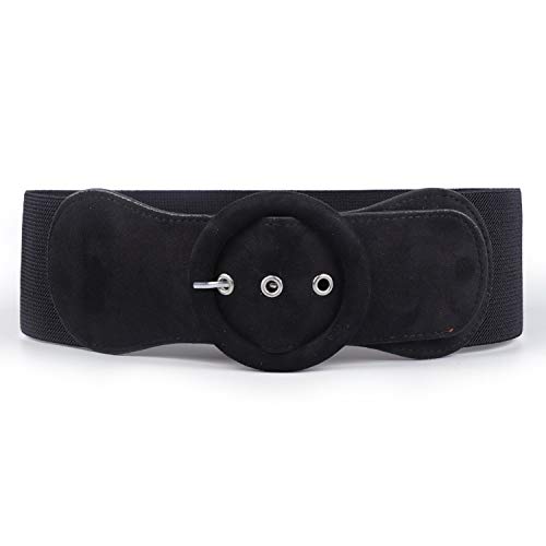 Abrigo de terciopelo dorado con hebilla de cinturón ancho para mujer Negro Negro (elástico