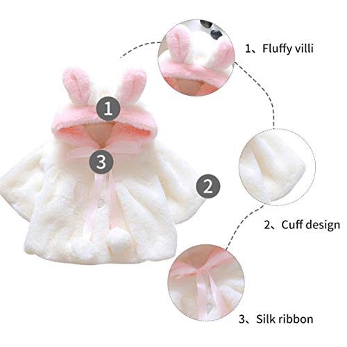 Abrigos Bebé, Niña Infant Ropa Otoño Invierno Chaqueta con Oreja de Conejo Capucha Grueso Capa para Bebés Niña 0-36 Mes (0-6 Meses, Blanco)