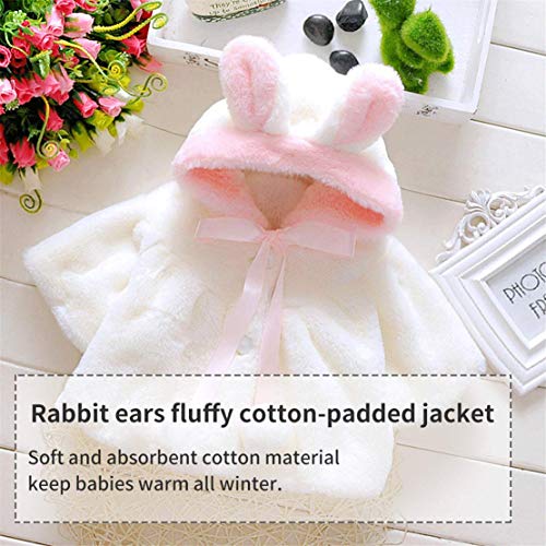 Abrigos Bebé, Niña Infant Ropa Otoño Invierno Chaqueta con Oreja de Conejo Capucha Grueso Capa para Bebés Niña 0-36 Mes (0-6 Meses, Blanco)