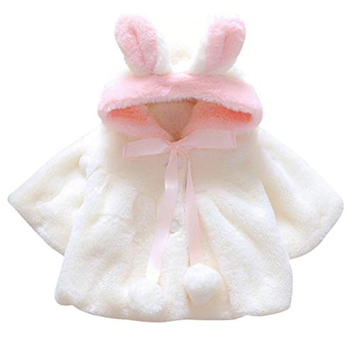 Abrigos Bebé, Niña Infant Ropa Otoño Invierno Chaqueta con Oreja de Conejo Capucha Grueso Capa para Bebés Niña 0-36 Mes (0-6 Meses, Blanco)