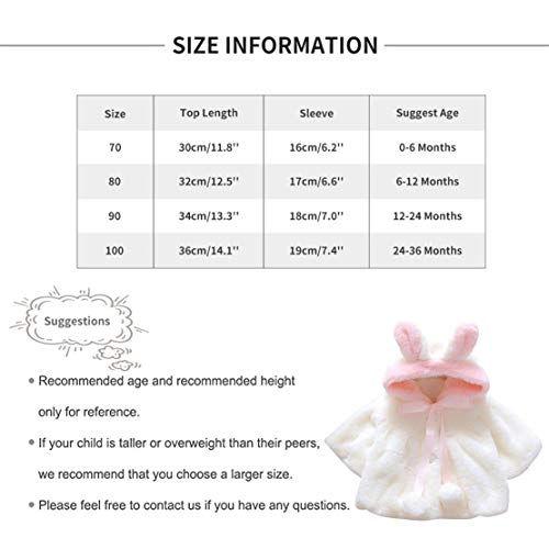 Abrigos Bebé, Niña Infant Ropa Otoño Invierno Chaqueta con Oreja de Conejo Capucha Grueso Capa para Bebés Niña 0-36 Mes (0-6 Meses, Blanco)