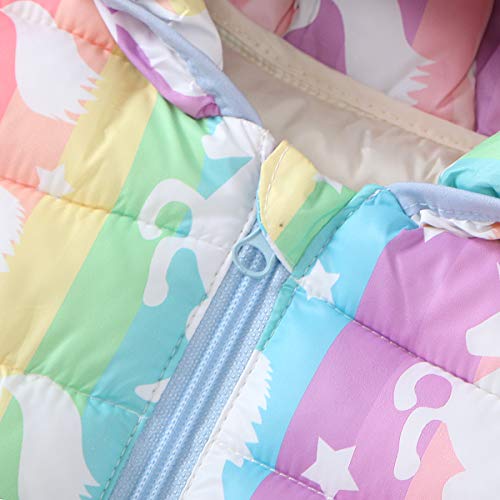 Abrigos de bebé niña 0-3 Meses Chaqueta Acolchada de Unicornio de Dibujos Animados Niños recién Nacidos Abrigo Ligero con Capucha cálido para Viajes al Aire Libre