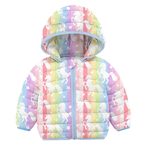 Abrigos de bebé niña 0-3 Meses Chaqueta Acolchada de Unicornio de Dibujos Animados Niños recién Nacidos Abrigo Ligero con Capucha cálido para Viajes al Aire Libre