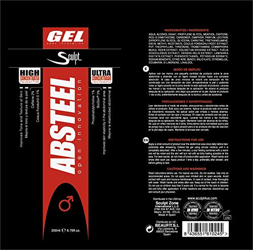 Absteel Crema Reductora hombre, Crema para el abdomen, Gel reductor adelgazante, Gel crema adelgazante reafirmante intensiva