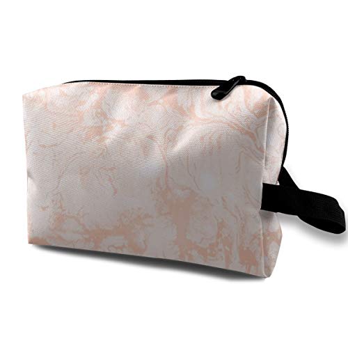 Abstract Paint Swirls Soft Peach _1027 - Neceser portátil para maquillaje, diseño de espirales de pintura suave para mujeres y niñas, 25,4 x 12,7 x 15,7 cm