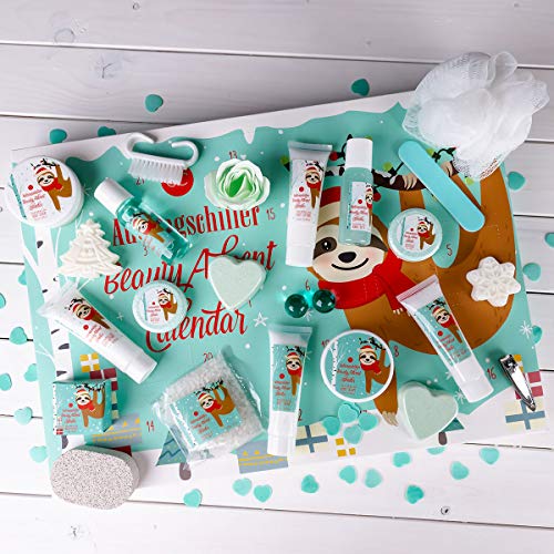 Accentra - Calendario de Adviento para niñas y niños con 24 productos para el baño, el cuidado del cuerpo y los accesorios para una época de Adviento variada y mima
