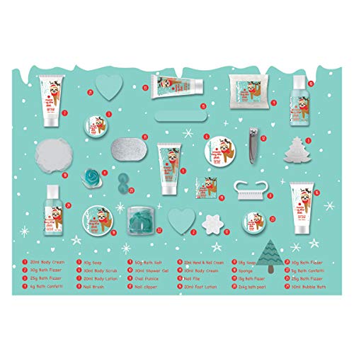 Accentra - Calendario de Adviento para niñas y niños con 24 productos para el baño, el cuidado del cuerpo y los accesorios para una época de Adviento variada y mima