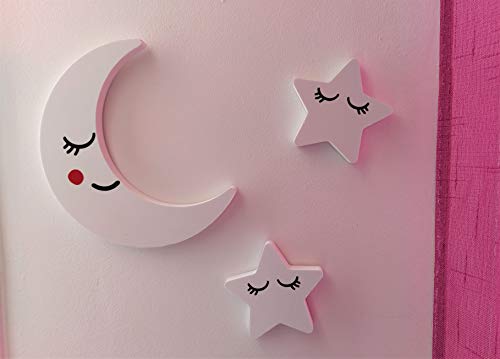 Accesorio decorativo infantil corpóreo. Diseño Luna y estrellas para mueble o pared en interior y exterior.