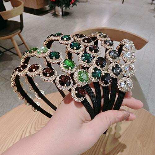 Accessorie Crystal Gem - Diadema barroca para las mujeres con diamantes accesorios para el pelo de perlas para niñas corona flor Hairbands Head Wrap-Burgundy-