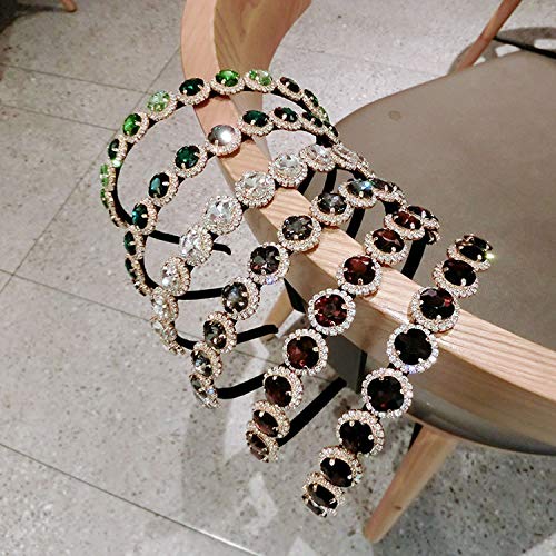 Accessorie Crystal Gem - Diadema barroca para las mujeres con diamantes accesorios para el pelo de perlas para niñas corona flor Hairbands Head Wrap-Burgundy-