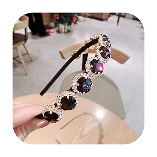 Accessorie Crystal Gem - Diadema barroca para las mujeres con diamantes accesorios para el pelo de perlas para niñas corona flor Hairbands Head Wrap-Burgundy-
