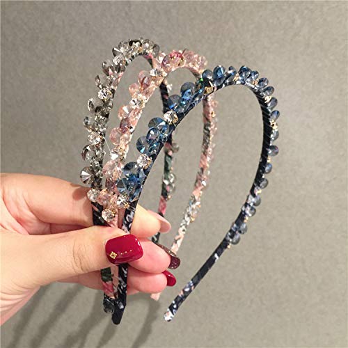 Accessorie Crystal Gem - Diadema barroca para las mujeres con diamantes accesorios para el pelo de perlas para niñas corona flor Hairbands Head Wrap-E-