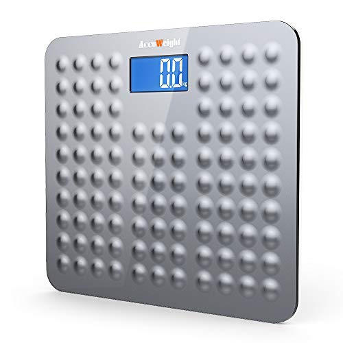 ACCUWEIGHT Báscula de Baño Digital de Alta Medición Precisa con Seguridad Gran Plataforma Antideslizante y Inastillable, Balanza Digital con Retroiluminación, 180 kg