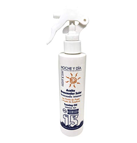 Aceite bronceador solar con aceite de argán y aceite de zanahoria SPF15 UVA 200ml.
