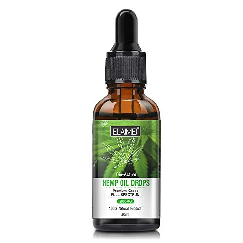 Aceite de Cáñamo Premium para el Alivio del Dolor, 100% Natural de Cáñamo Orgánico Aceite Esencial Gotas 2000MG - Incluye ácidos Grasos Omega 3/6/9 para Ayudar a la Relajación, el Sueño, la Ansiedad