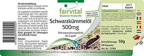 Aceite de Comino Negro 500mg - Nigella sativa (Neguilla) - VEGANO - Dosis elevada - Rico en Ácidos grasos esenciales - 90 Cápsulas