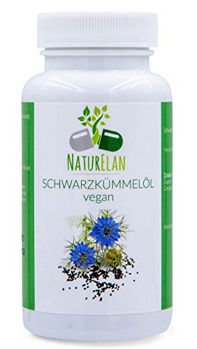 Aceite de comino negro vegano (egipcio) - 90 capsulas - Nigella Sativa - prensado en frío - 1 cápsula de 500 mg de aceite de comino negro - fabricadas en Alemania